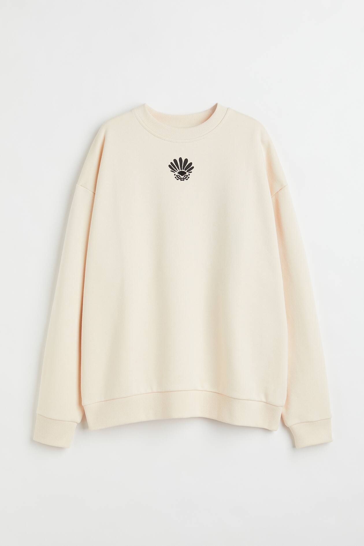 Oversized Sweatshirt - Round Neck - Long sleeve - Light beige/Soleil ...