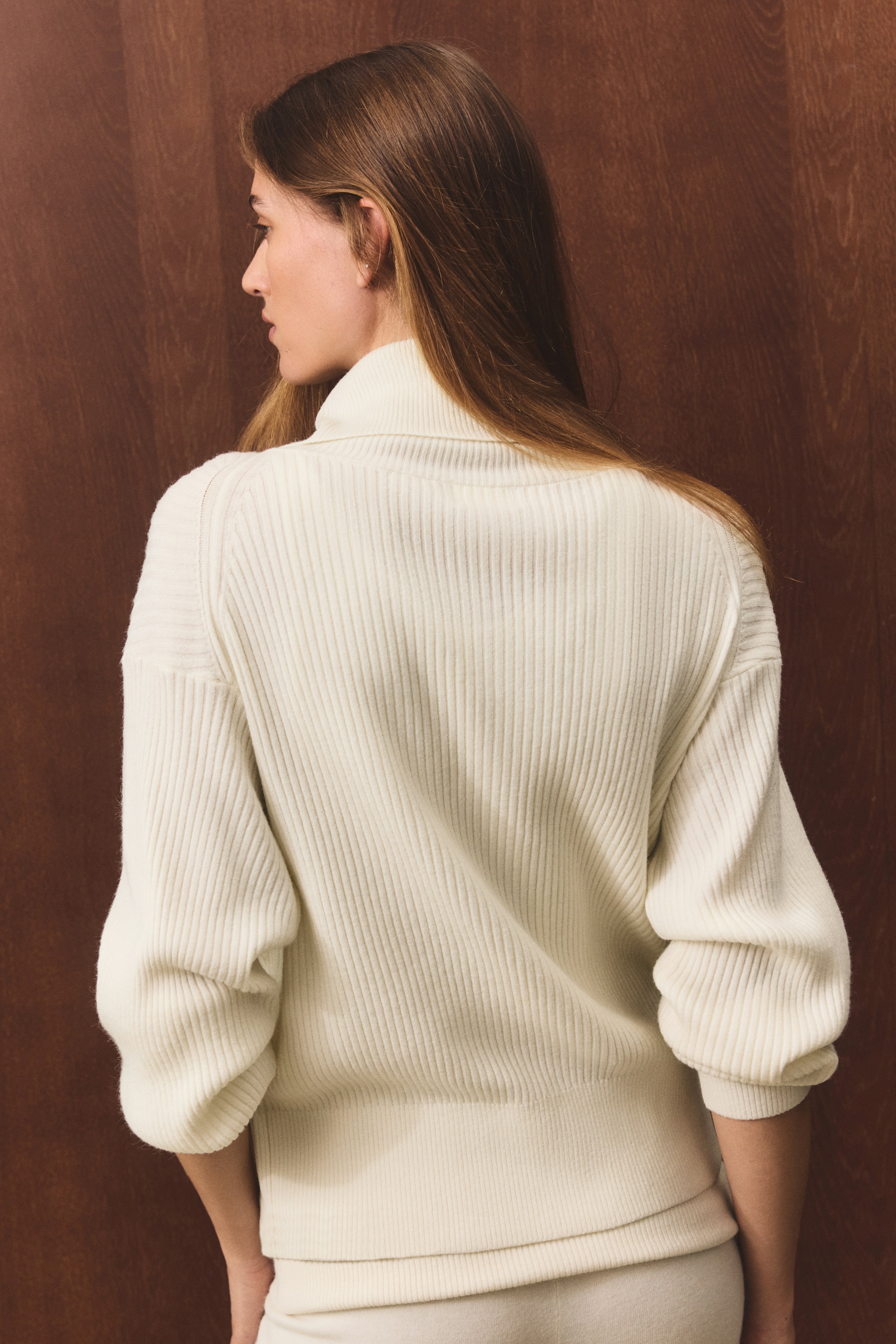 Rib-Knit Cardigan with Zipper