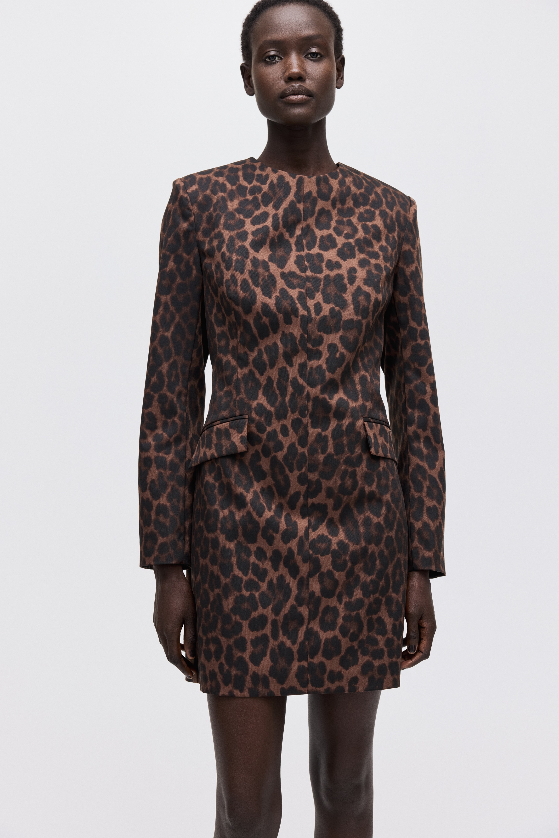 Rochie scurtă - Negru/imprimeu leopard/Negru/Roșu-închis/Roșu-burgund