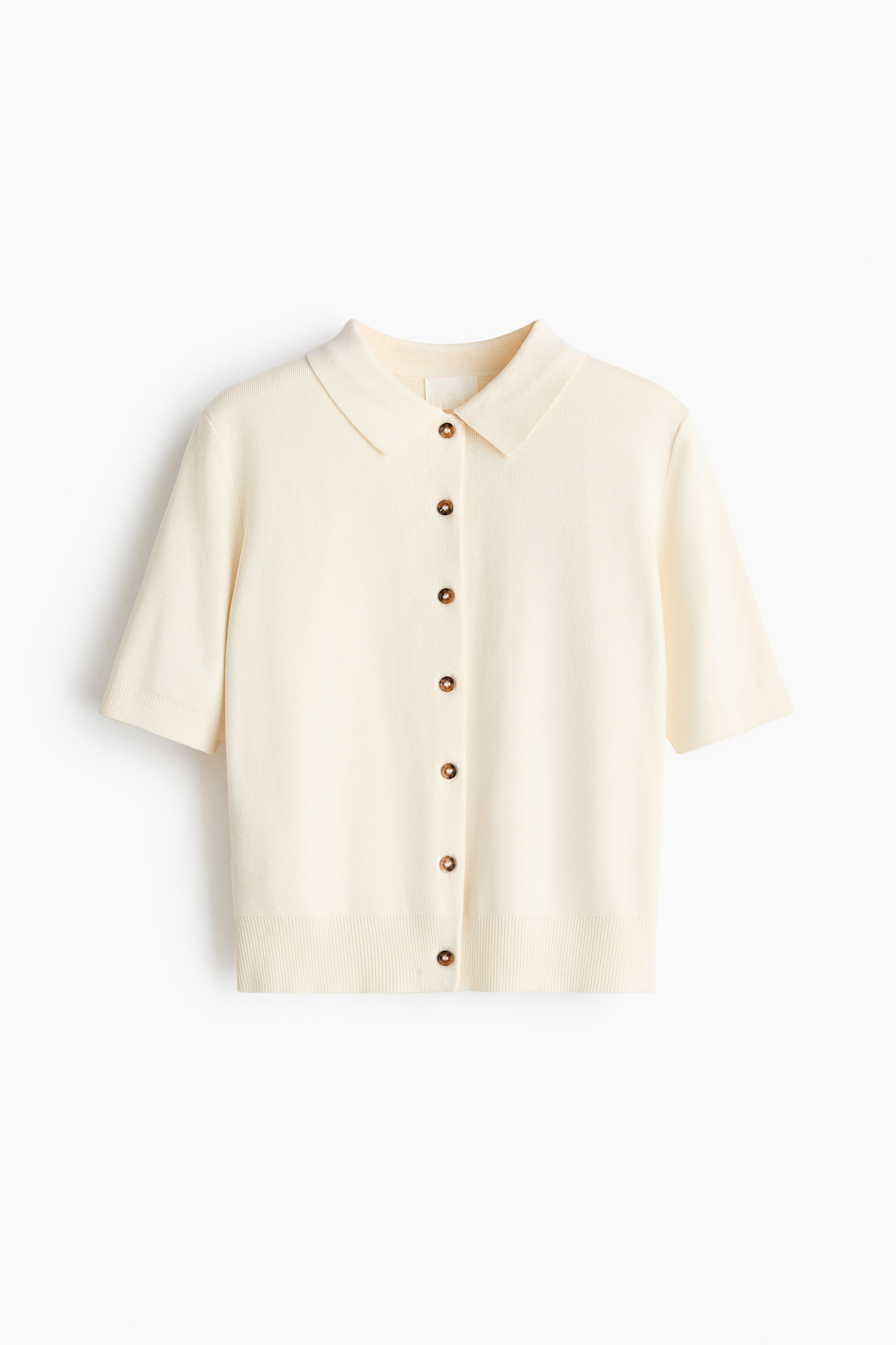 Collared cardigan - Cream/Dark brown