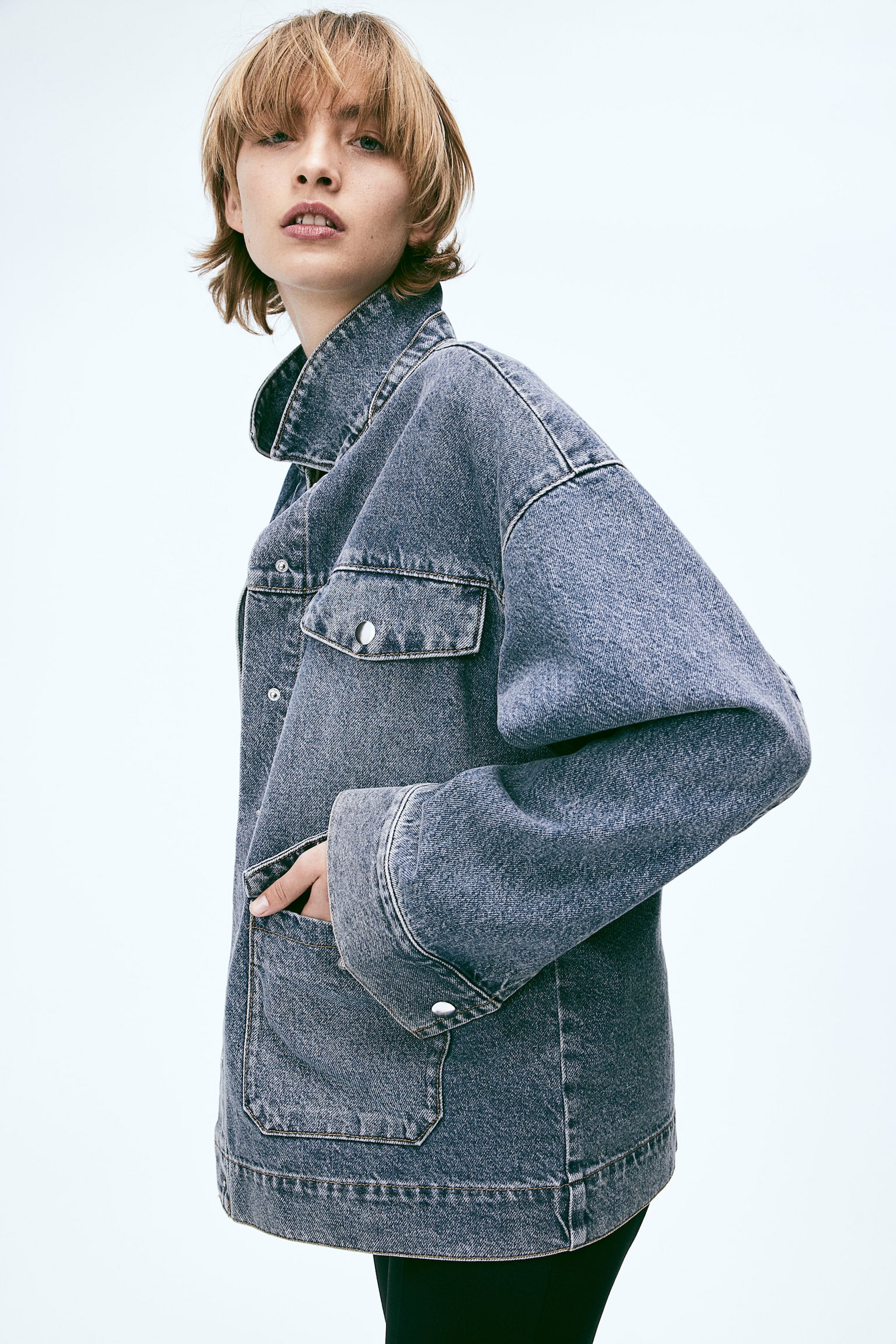 Denim Shirt Jacket - Denim blue/Black/Washed out - 3