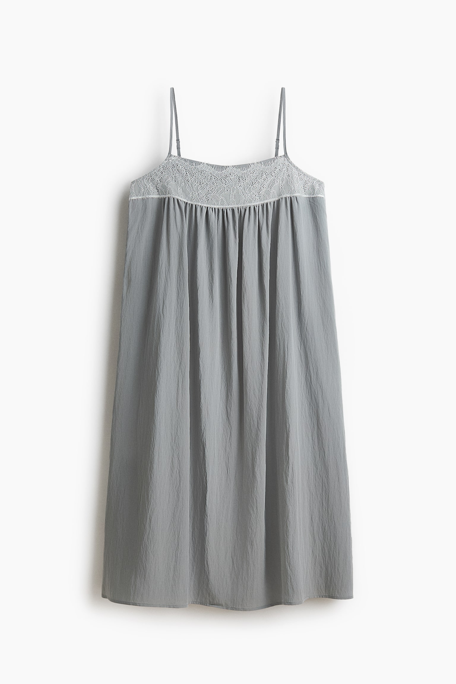 Strappy Dress with Lace Inset - Gray/Light dusty beige - 1