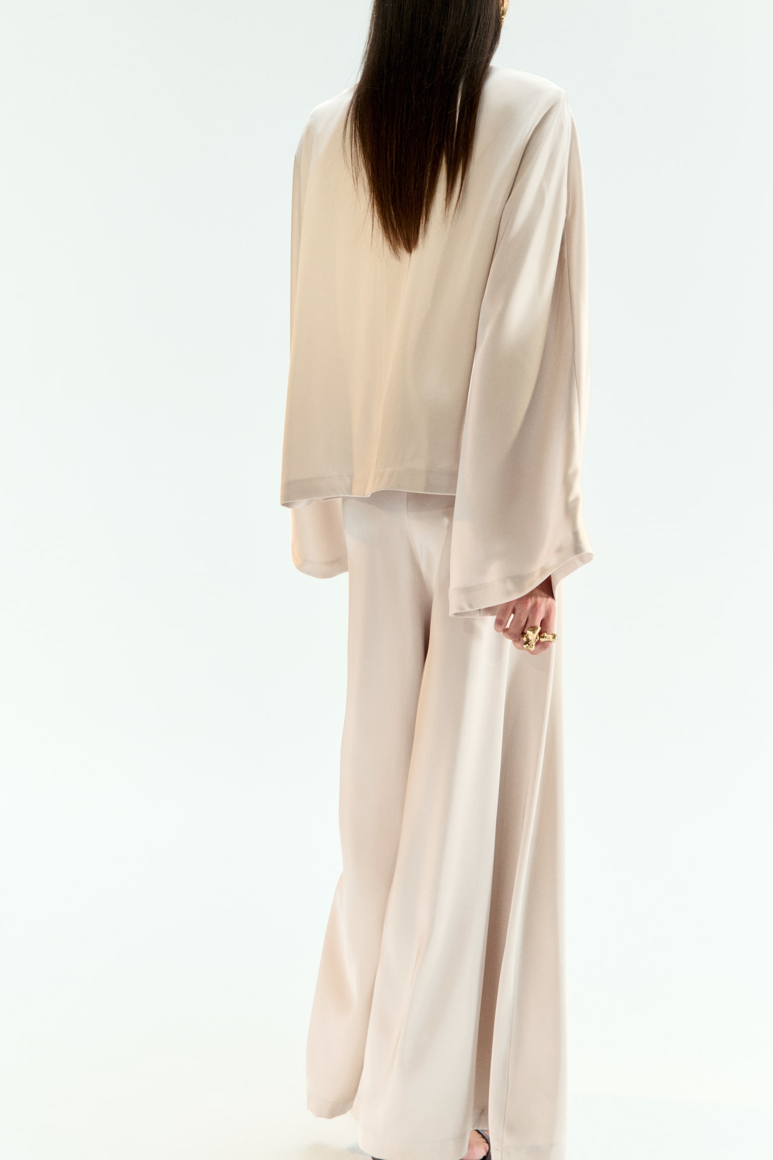 Wide-leg trousers - Beige clair - 4
