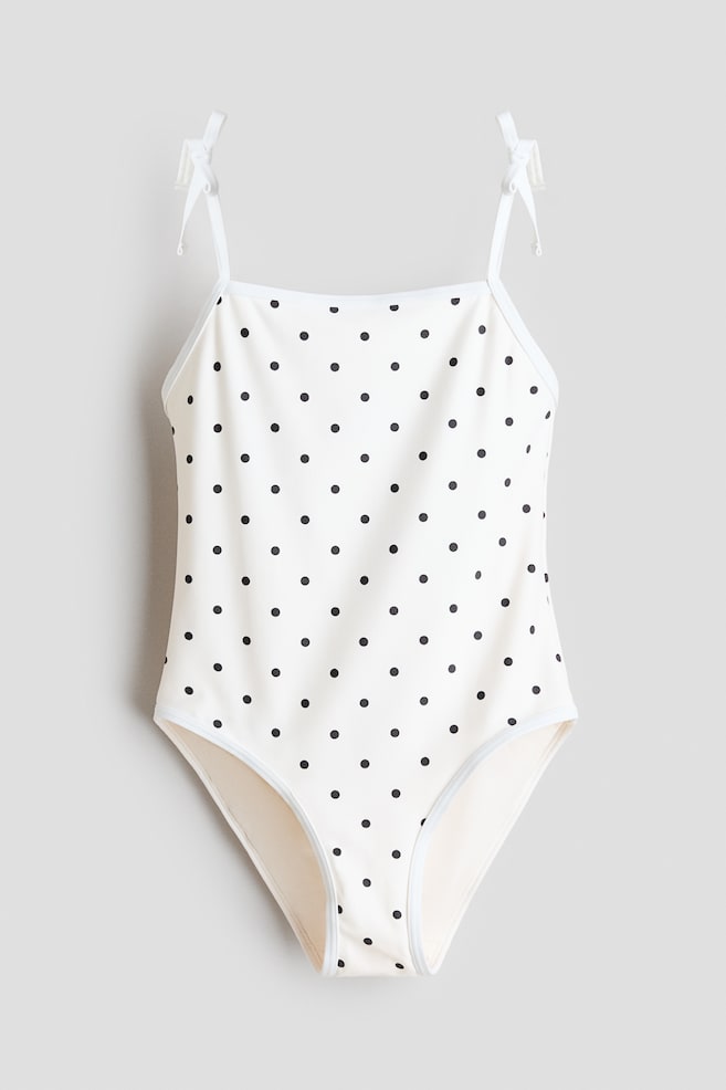 Printed Swimsuit - White/polka dots - 1