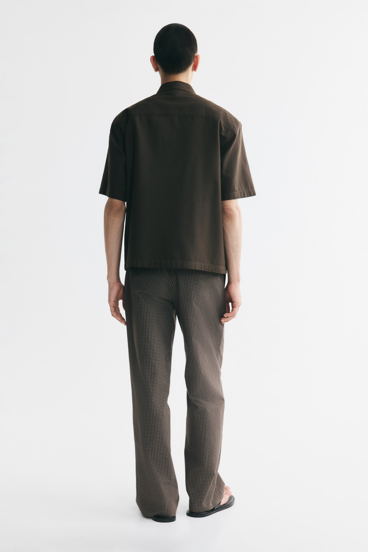 Мужская рубашка H&M Relaxed-Fit, цвет: Коричневый — фото 5