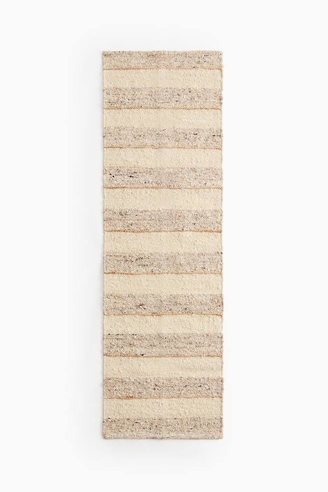 Textured weave wool-blend runner rug - Beige/Striped - 1