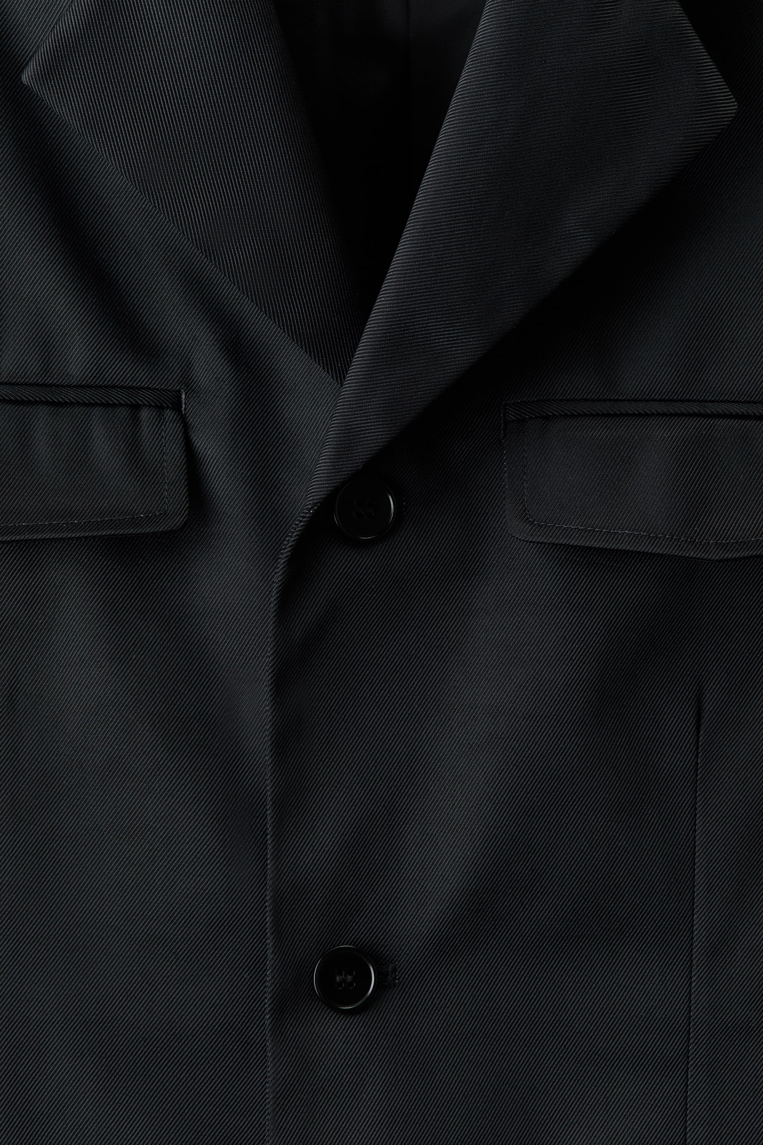 Мужская куртка H&M Slim-Fit Single-Breasted Twill, цвет: Чёрный — фото 9