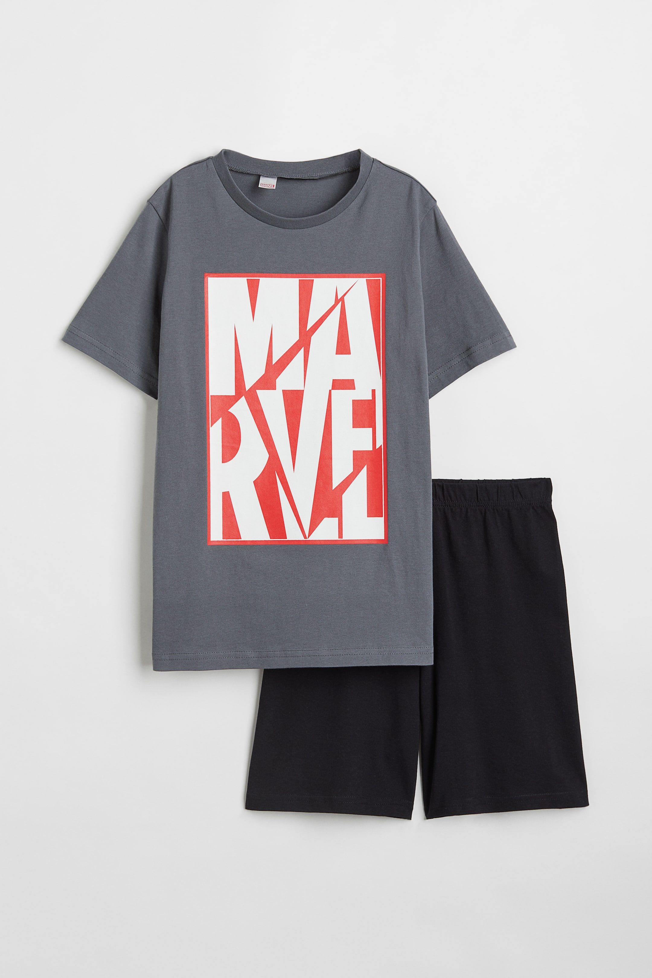 View larger image: Pyjama T-shirt and shorts - Dark grey/Marvel Comics - Kids | H&M 1