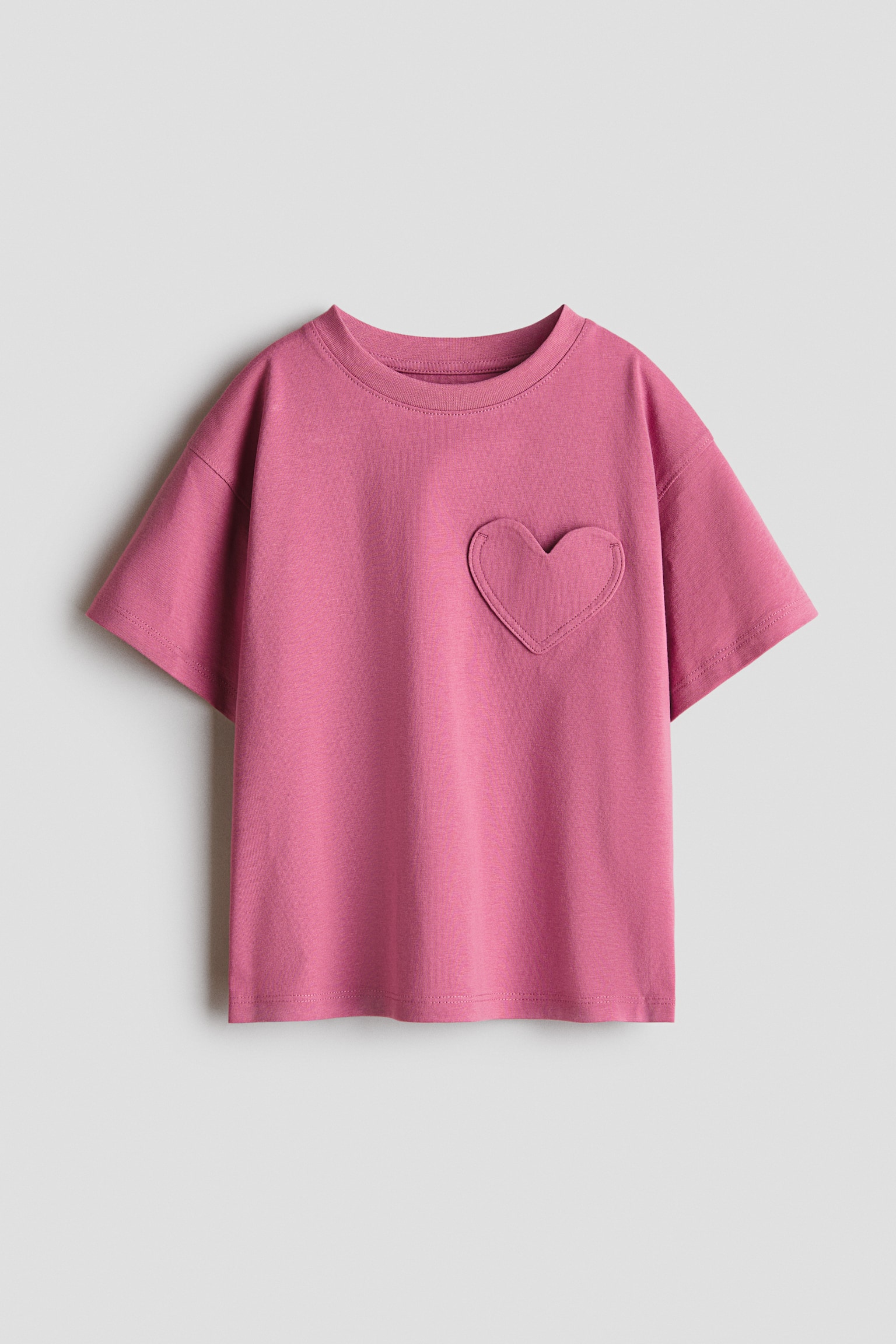 Oversized Cotton T-Shirt - Dark dusty pink/Light blue/heart