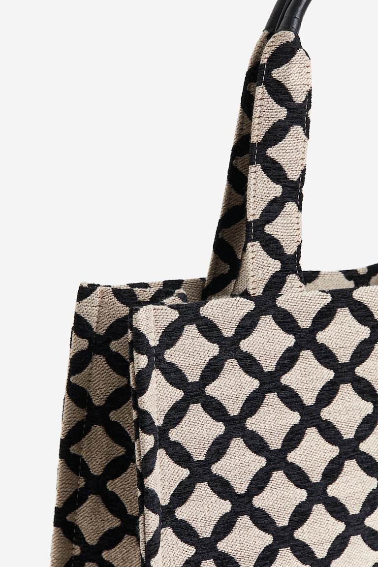 Cotton-blend shopper Beige/Black patterned Ladies H&M IN