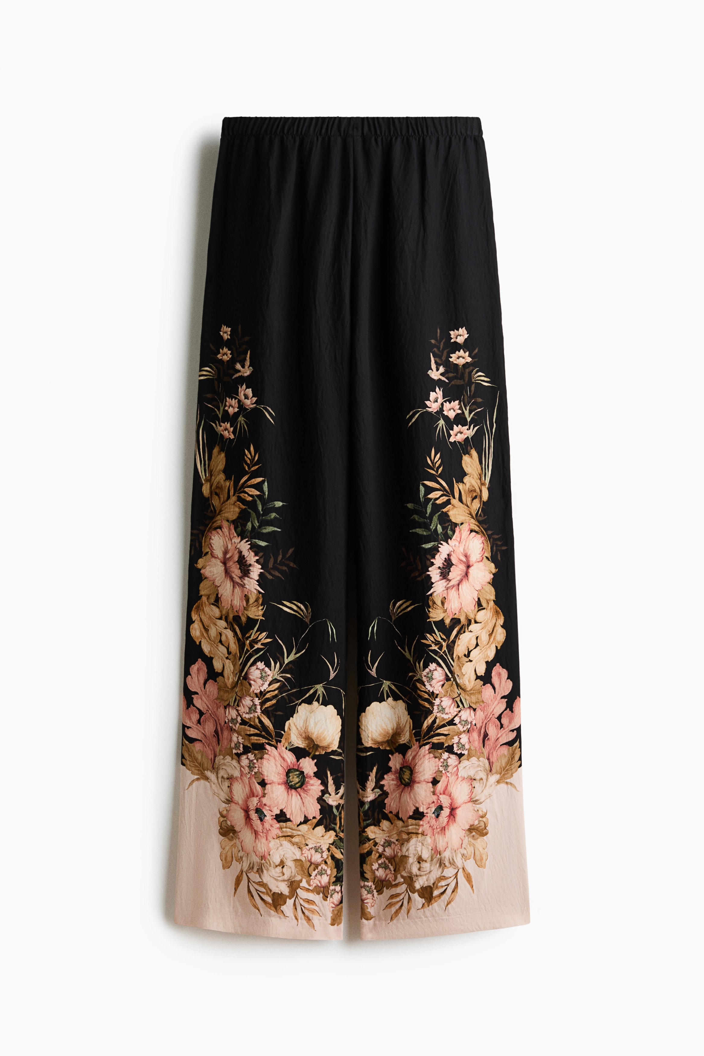 Viscose-blend pull-on trousers - Black/Floral