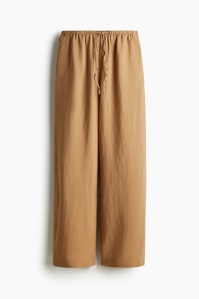 Straight linen-blend trousers - Dark beige/Light beige/Beige/White - 1