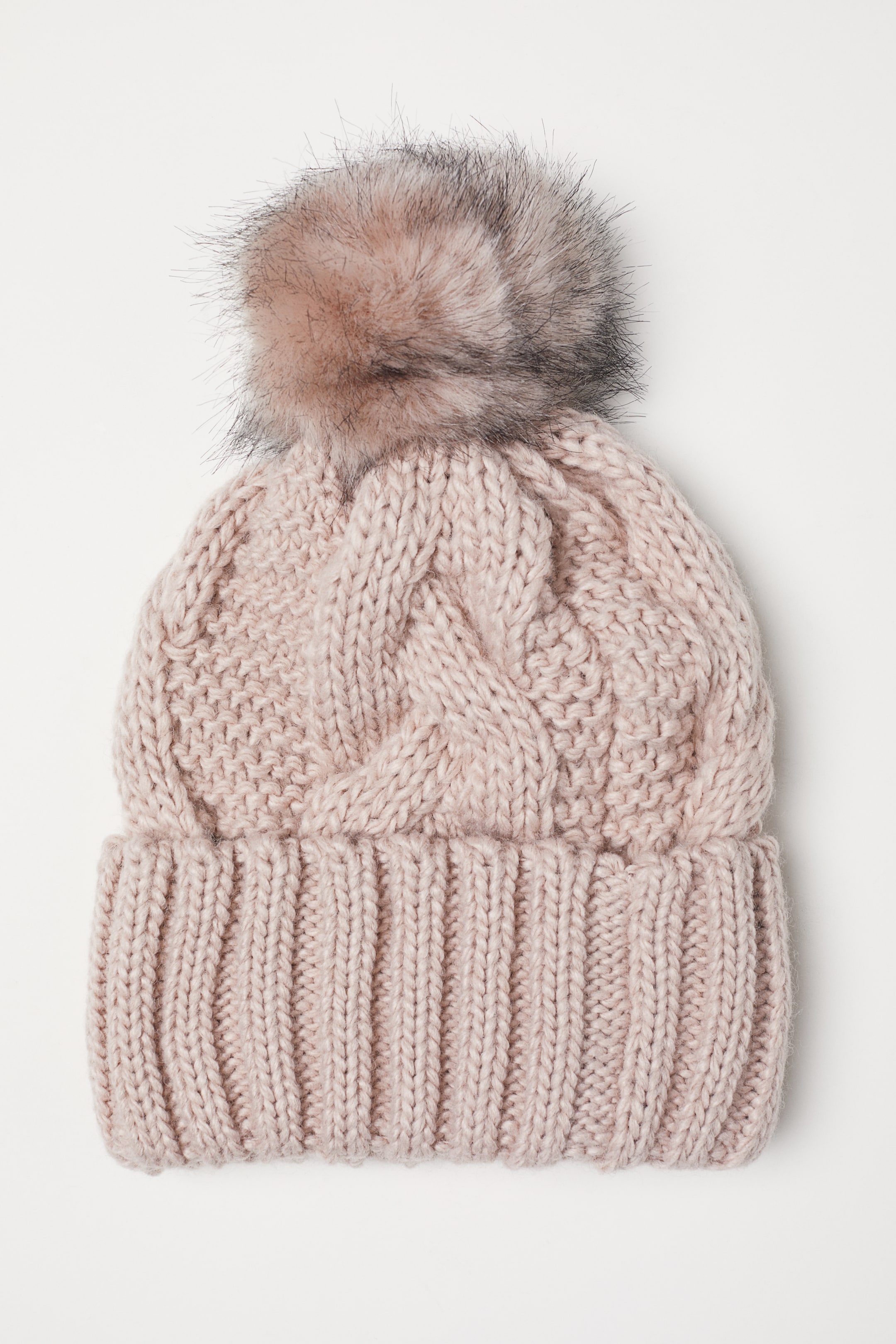 Agrandir l'image: Bonnet en maille torsadée - Rose poudré - FEMME | H&M FR 1