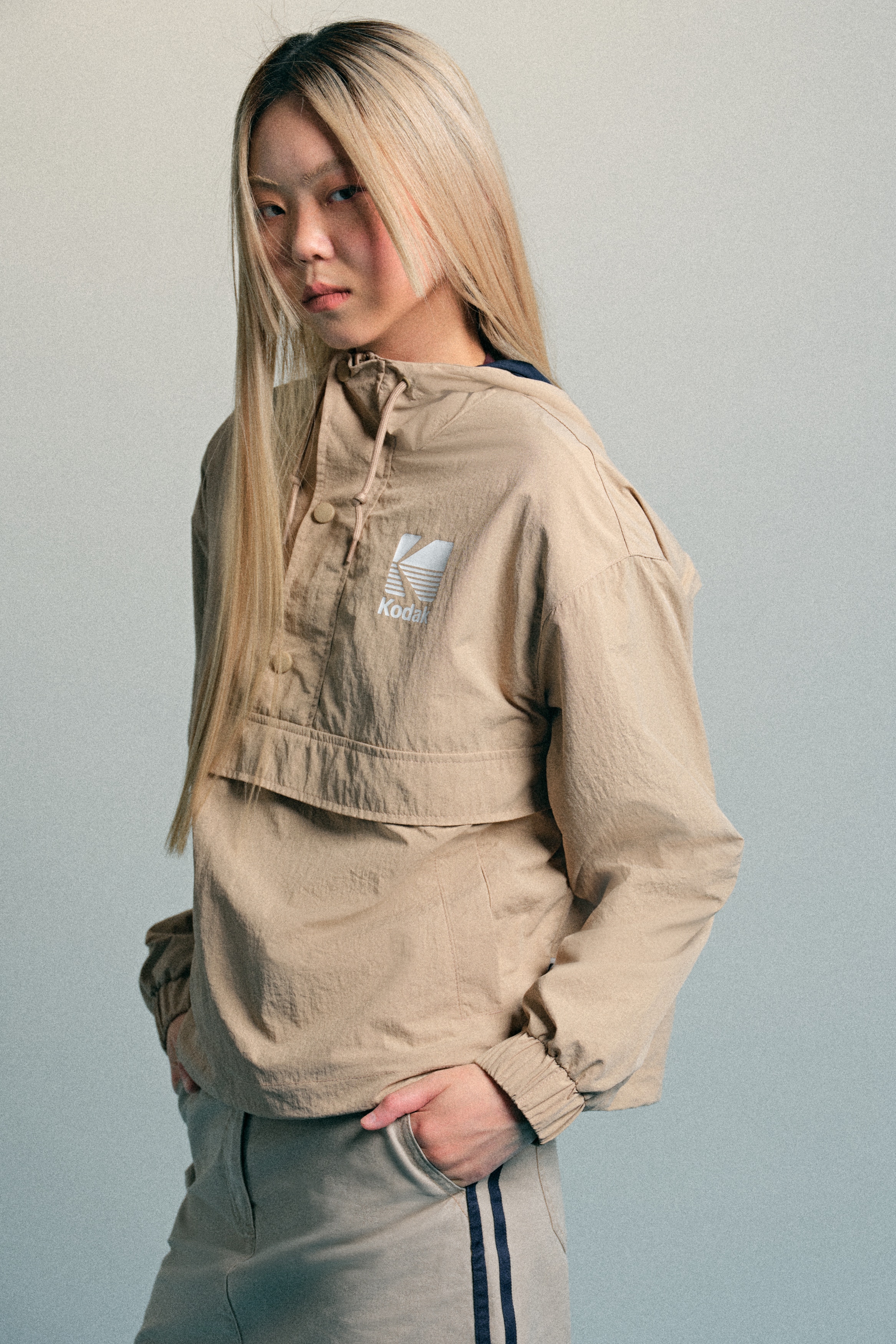 H & M - プリントデザインアノラック - ブラウン