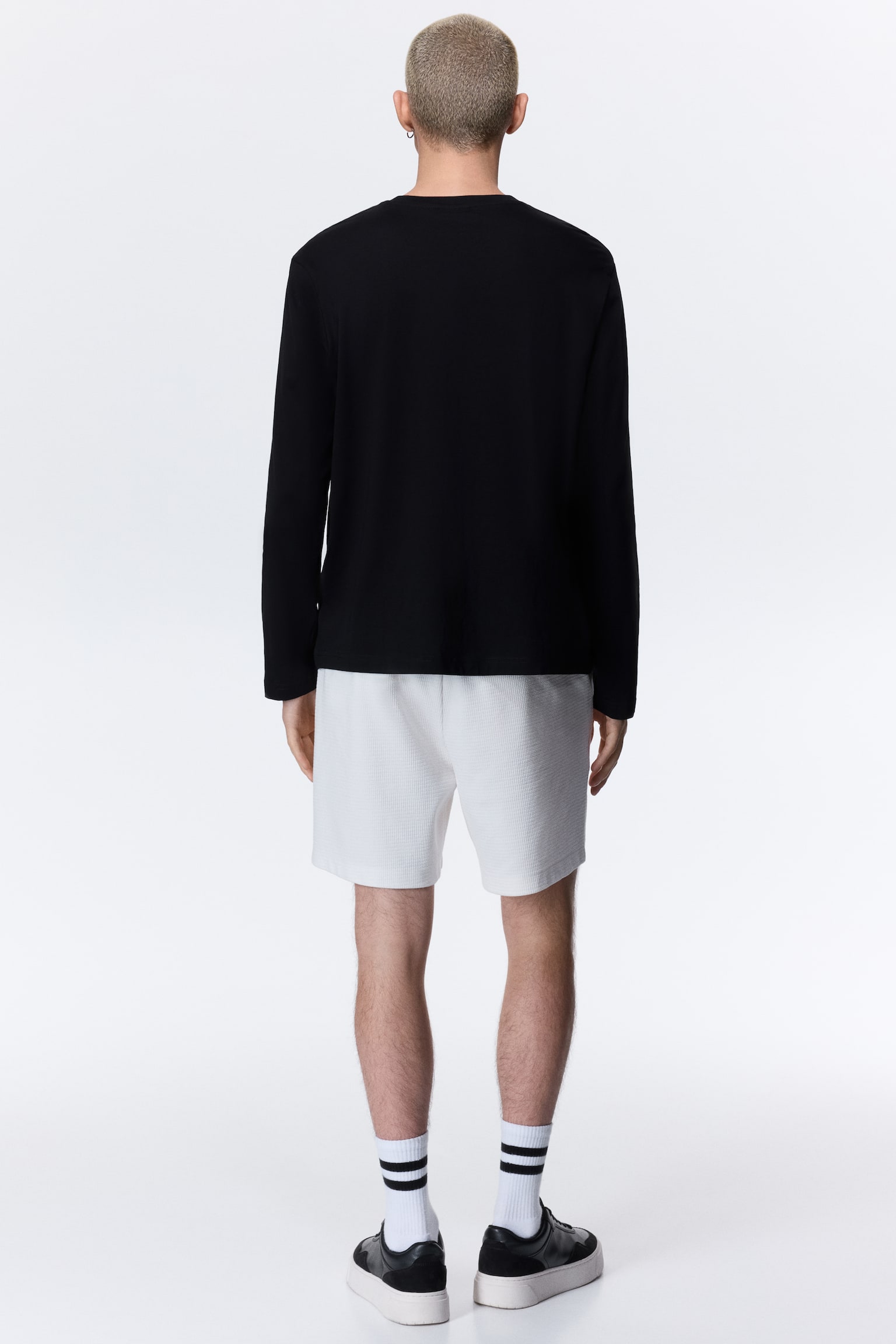 Shorts en punto texturizado - Blanco/Negro - 5