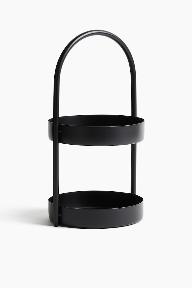 Two-tiered Tray - Black/Light beige/Silver-colored - 1