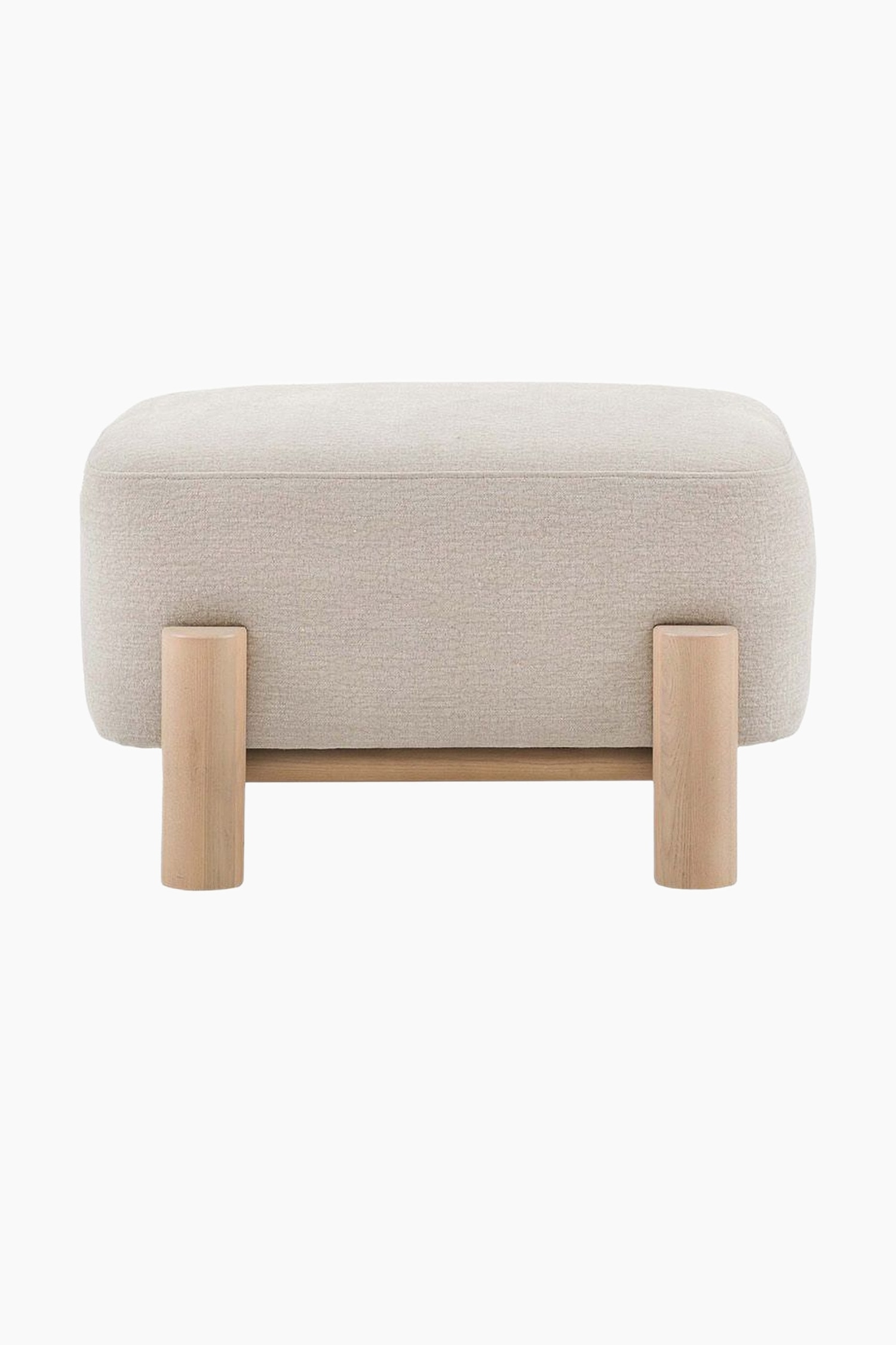 Upholstered Wooden Frame Footstool - Natural