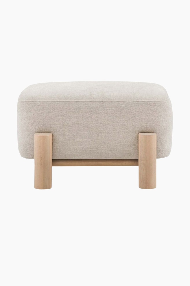 Upholstered Wooden Frame Footstool - Natural - 1