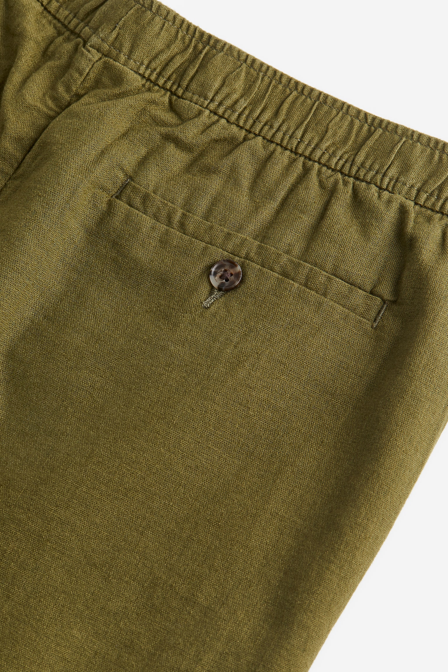 Regular Fit Linen-blend shorts - Khaki green/Light beige/Grey - 3