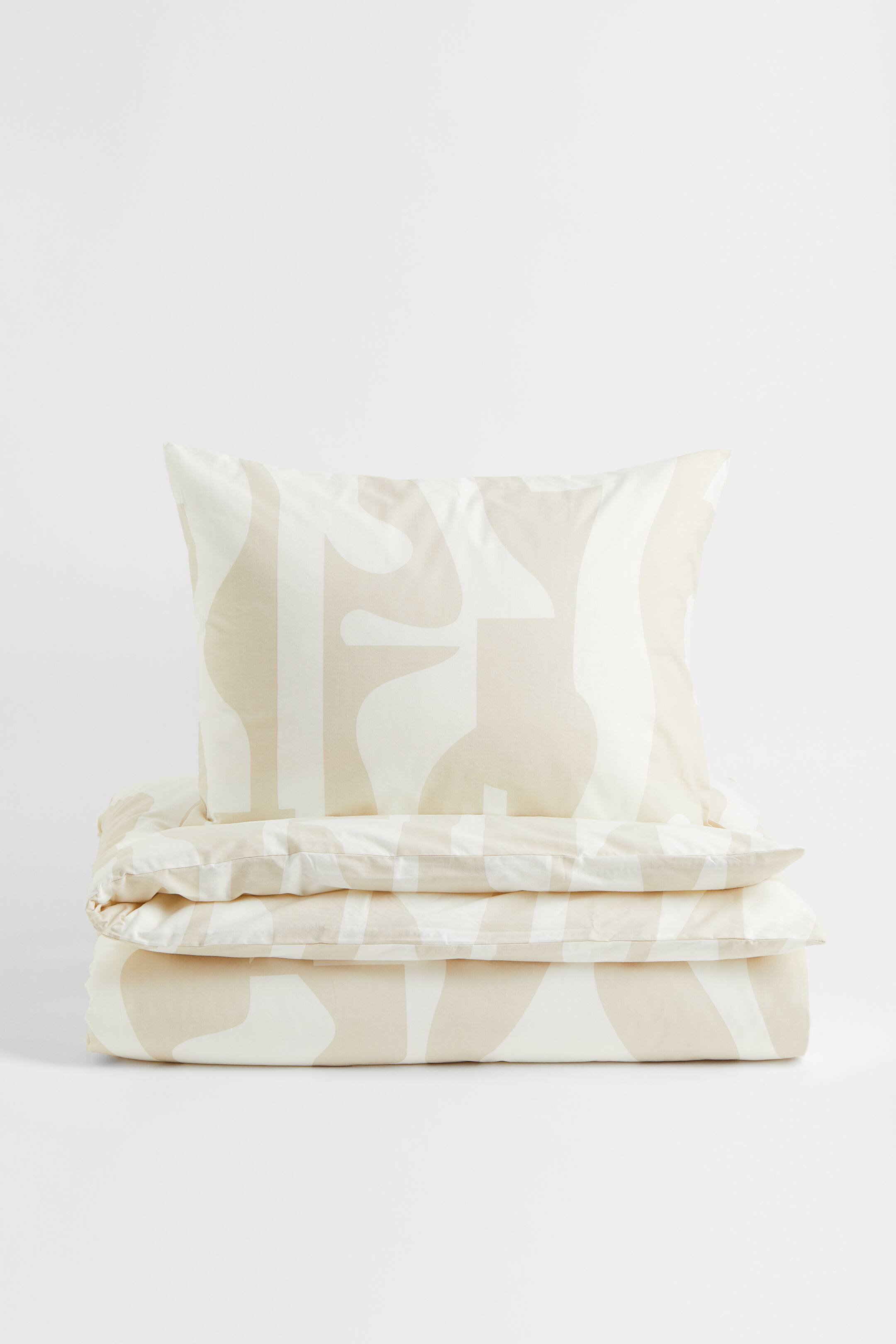 Prikaži veću sliku: Posteljina za singl krevet od pamuka - Svetlobež/sa dezenom - Home All | H&M RS 1