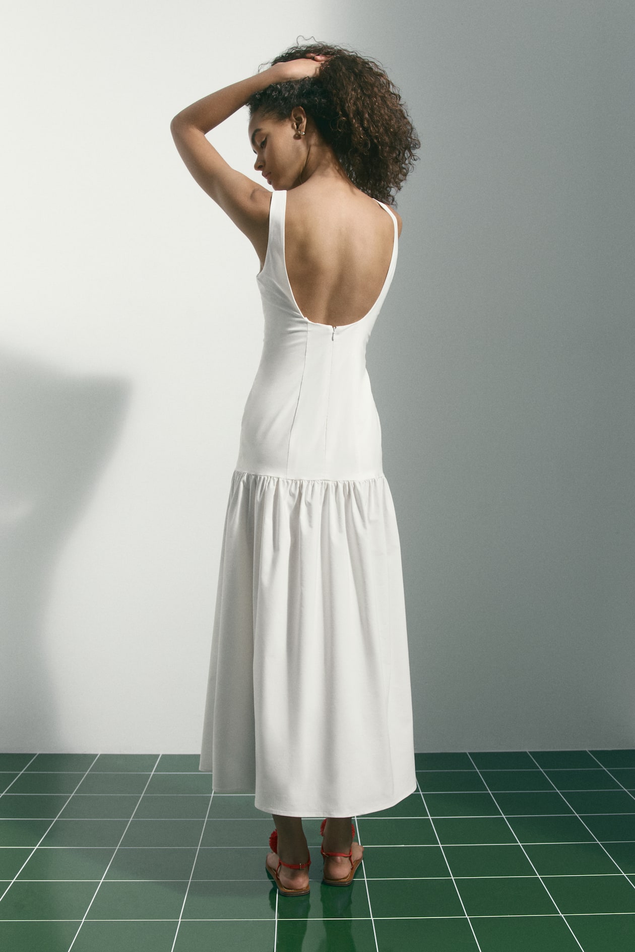 Flared-Skirt Low-Back Dress - image 4