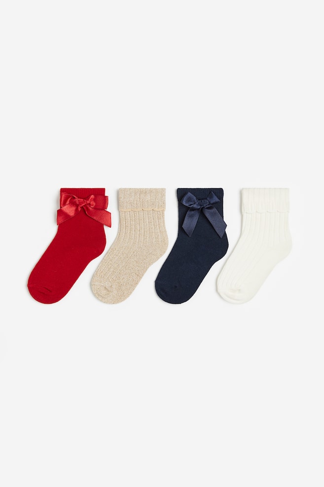 Lot de 4 paires de chaussettes - Rouge/bleu foncé/Noir/blanc/Beige/blanc/Rose/blanc/dc - 1