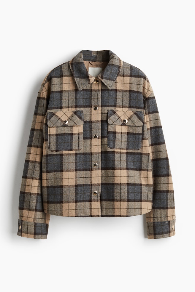 Oversized Shacket - Light beige/plaid - 1