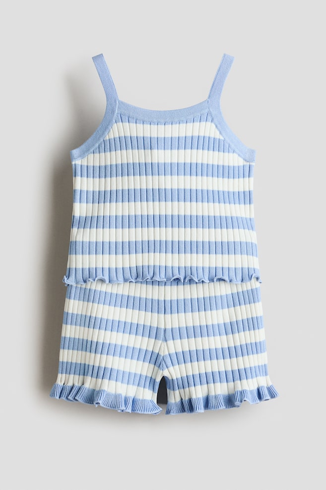 2-piece rib-knit set - Light blue/Striped/Light pink - 1