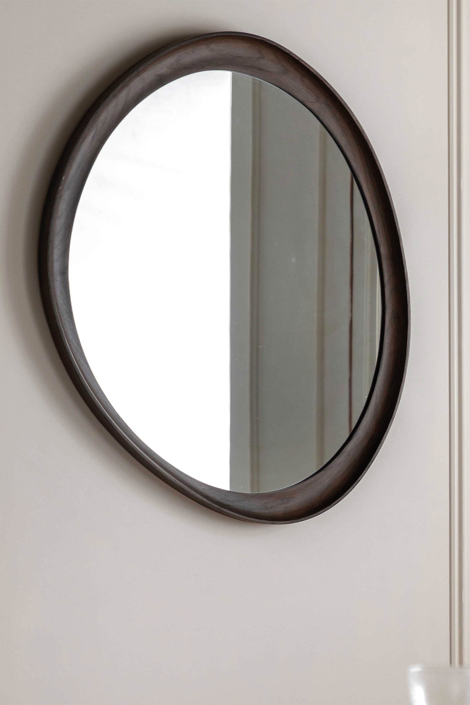 Wooden Asymmetric Mirror - Dark Wood/Natural