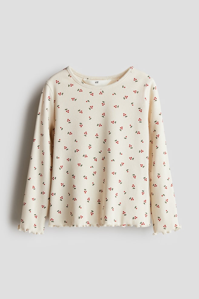 Printed jersey top - Cream/Berries/Light pink/Foxes - 1