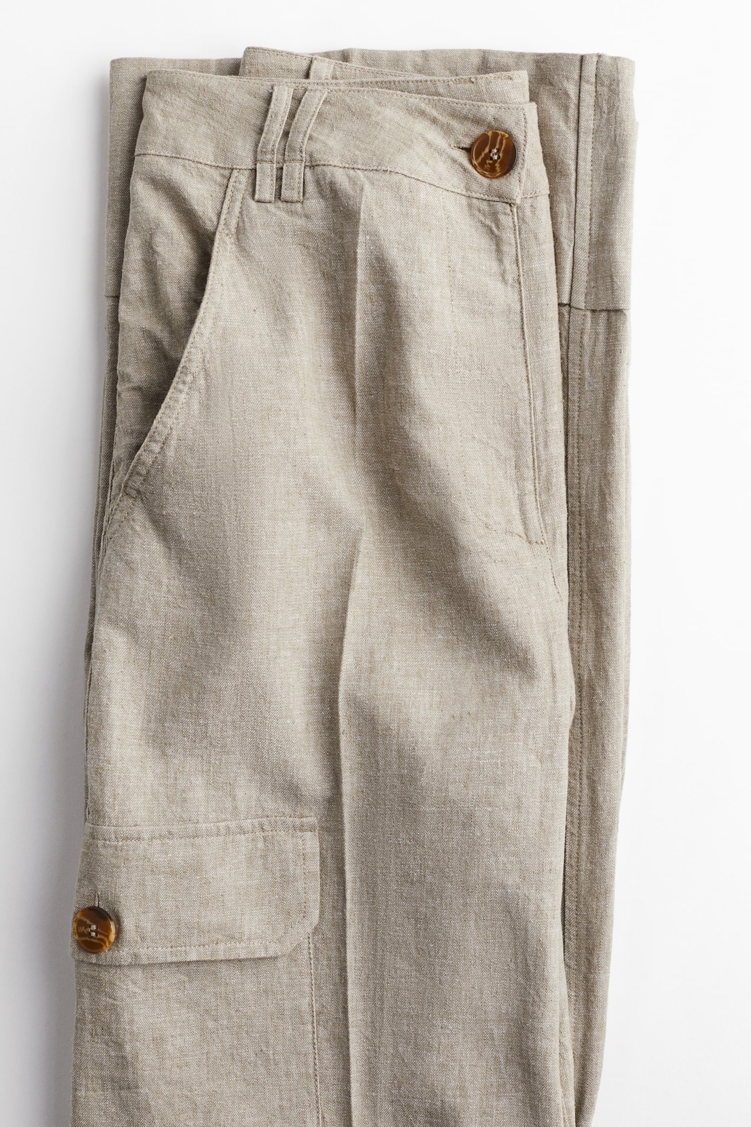 Linen-blend cargo trousers - Beige marl - 4