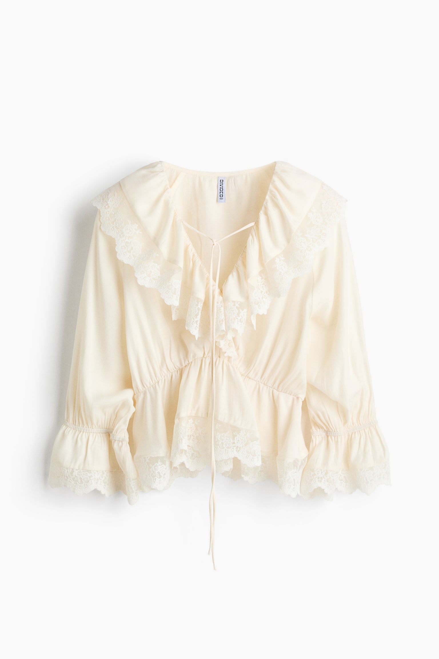 Blusa con peplum y olanes - Crema/Rojo teja - 1