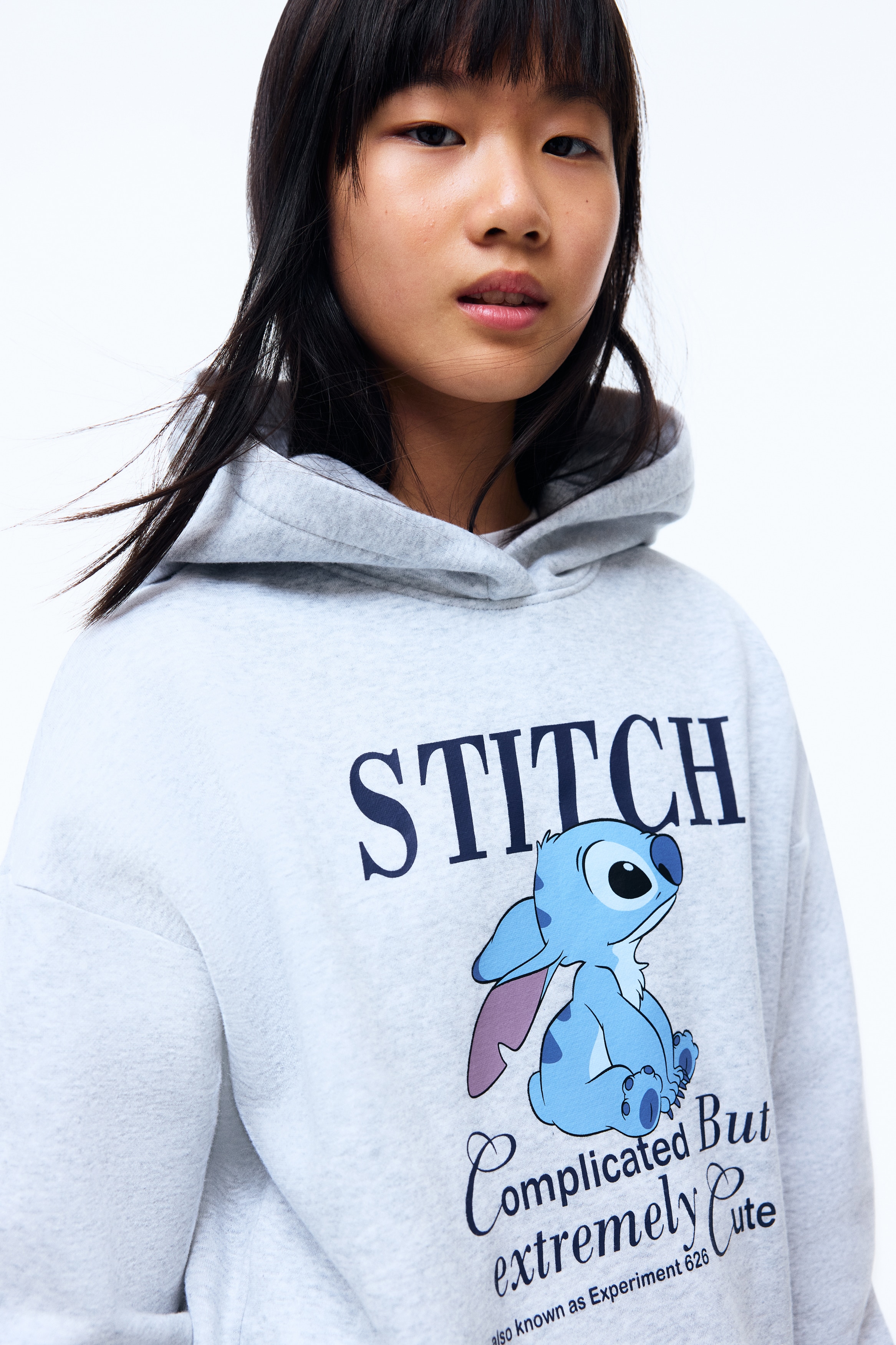 スティッチ プリント グレー パーカー XL デザインスウェットパーカ - ライトグレーメランジ／リロ