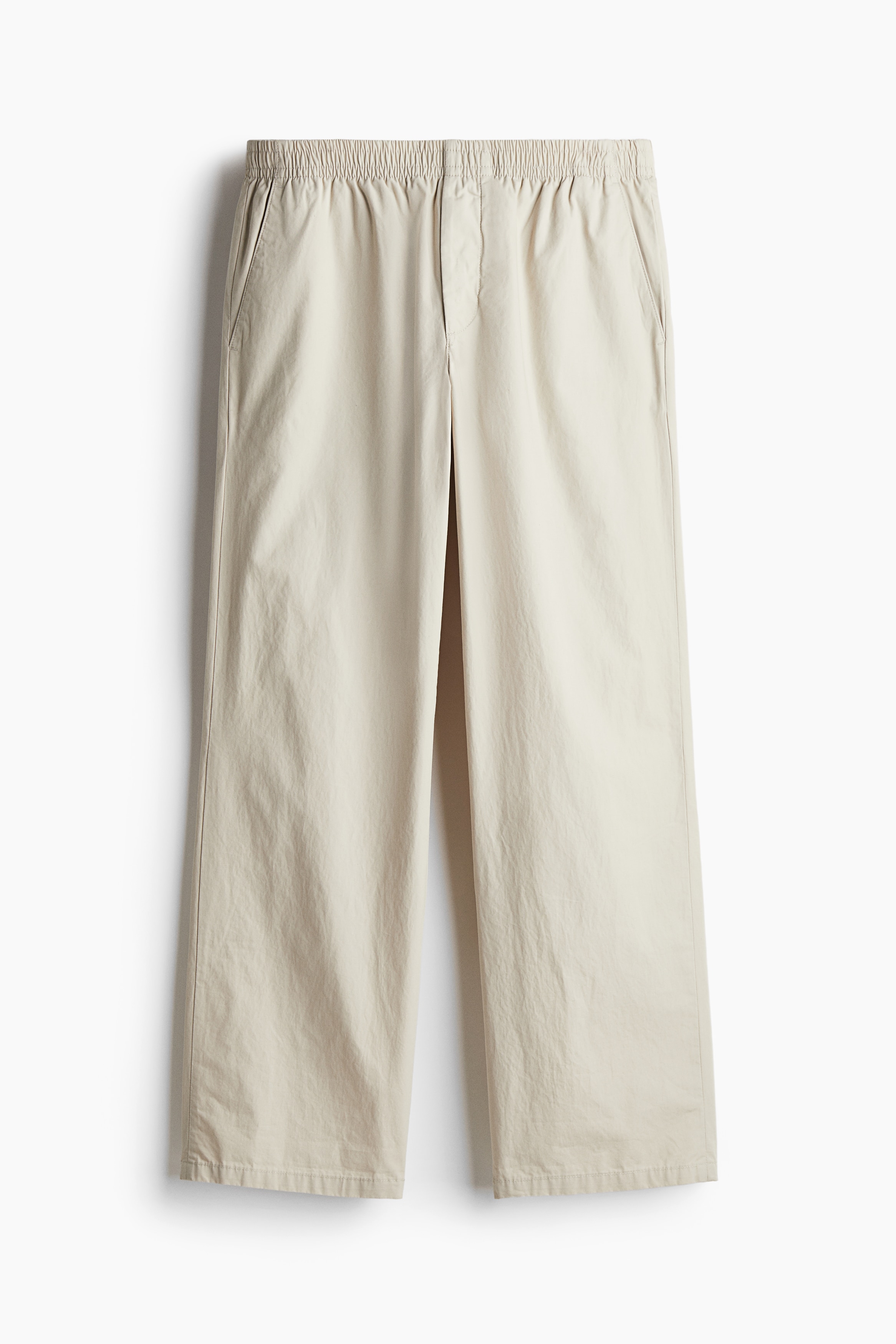 Broek van popeline - Relaxed Fit - Lichtbeige/Marineblauw