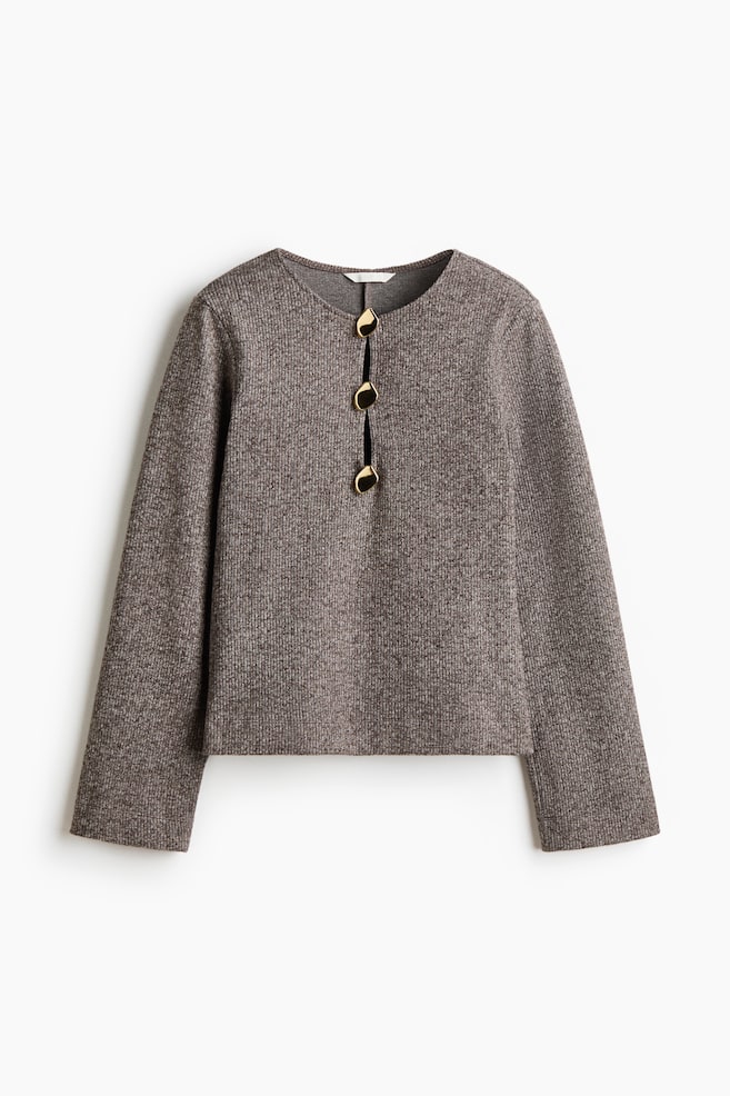 Geripptes Shirt - Graubraunmeliert - 1