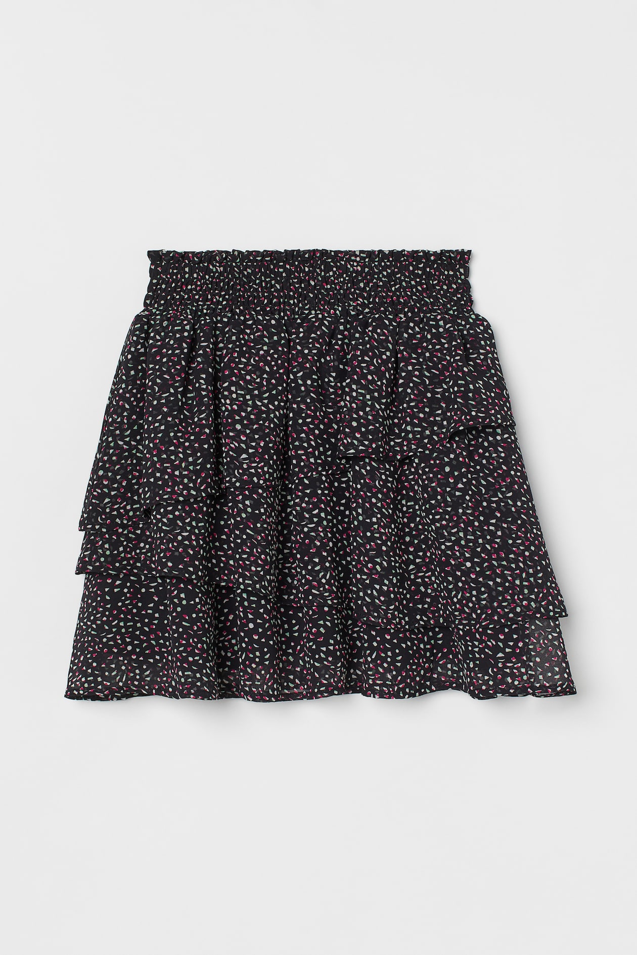 Tiered Skirt - High waist - Short - Black/patterned - Kids | H&M US