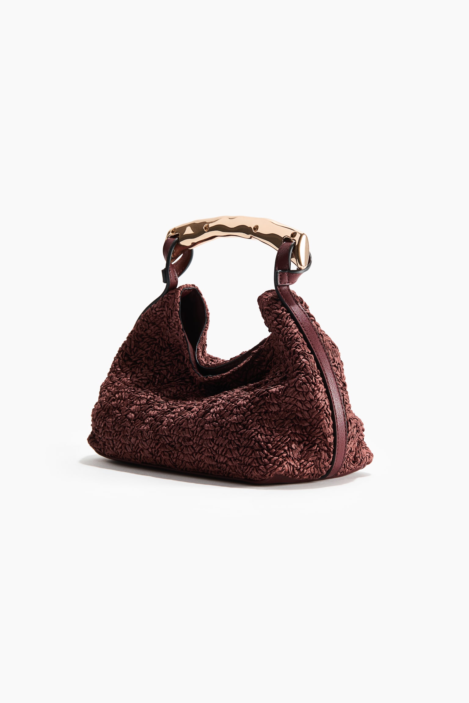 Metal-handle handbag - Dark brown/Light beige - 4