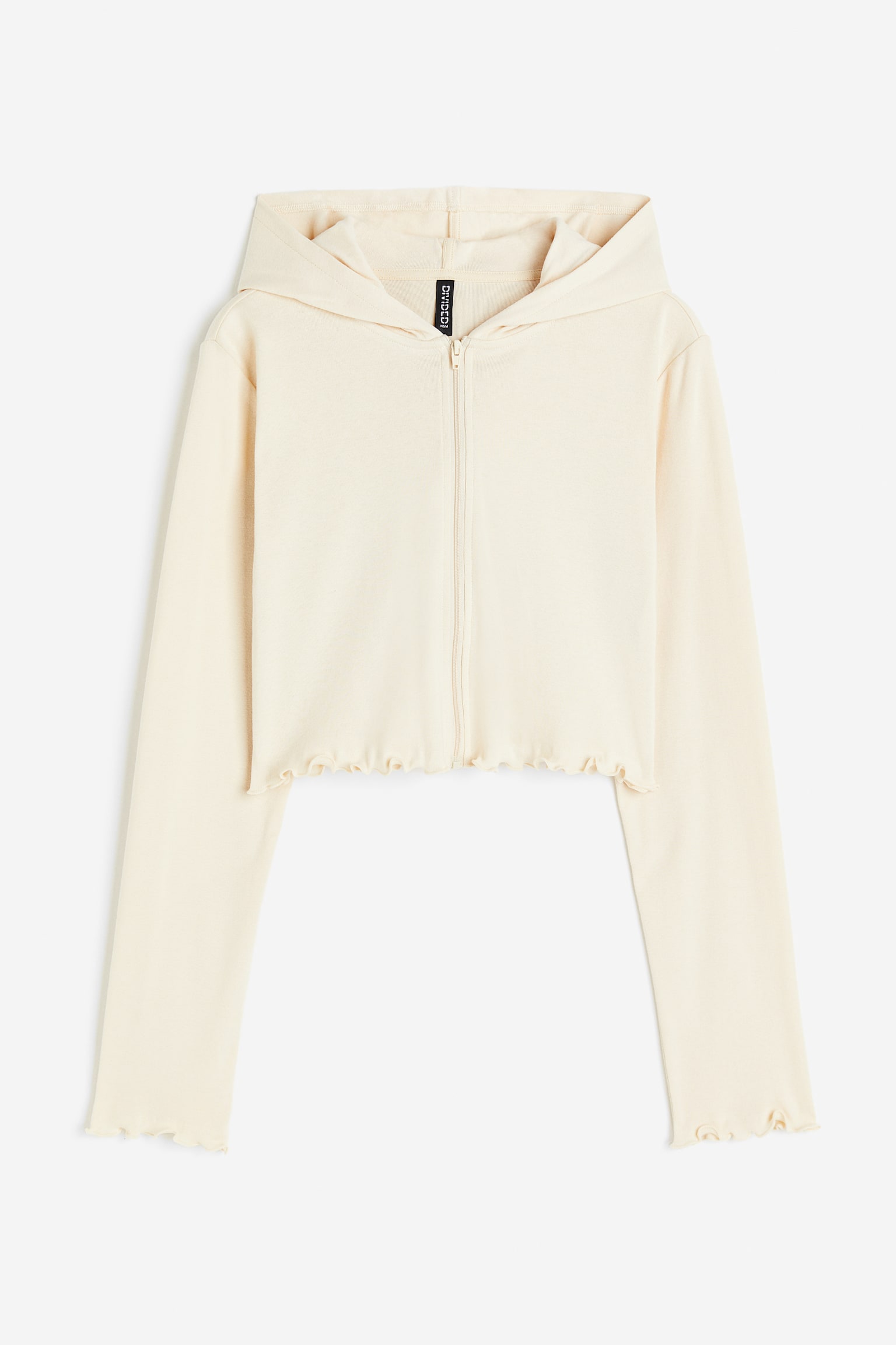 Cropped zip-through hoodie - Light beige/Light purple/Dark grey - 1