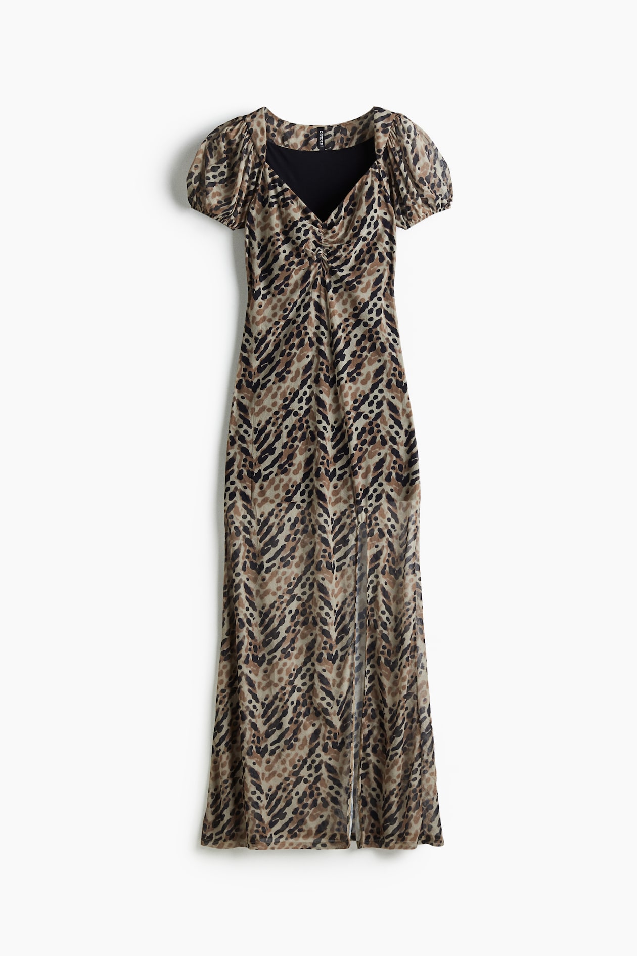 Ladies - Beige/Patterned Printed Mesh Dress - Size: XS