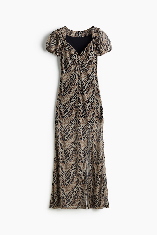 Printed Mesh Dress - Beige/patterned - 1