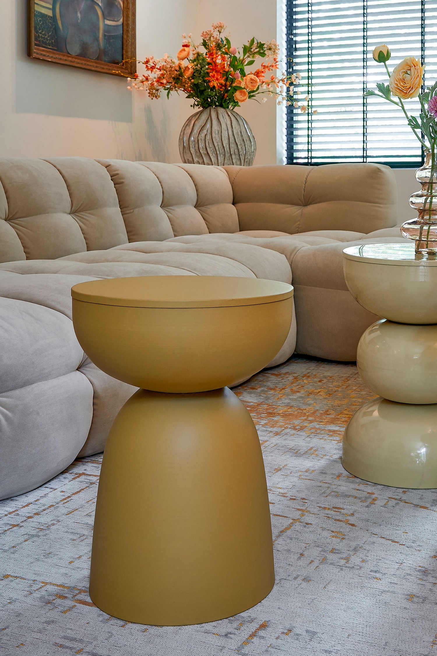 Metal Sidebord - Okkergul/Beige/Orange/Offwhite/Sort