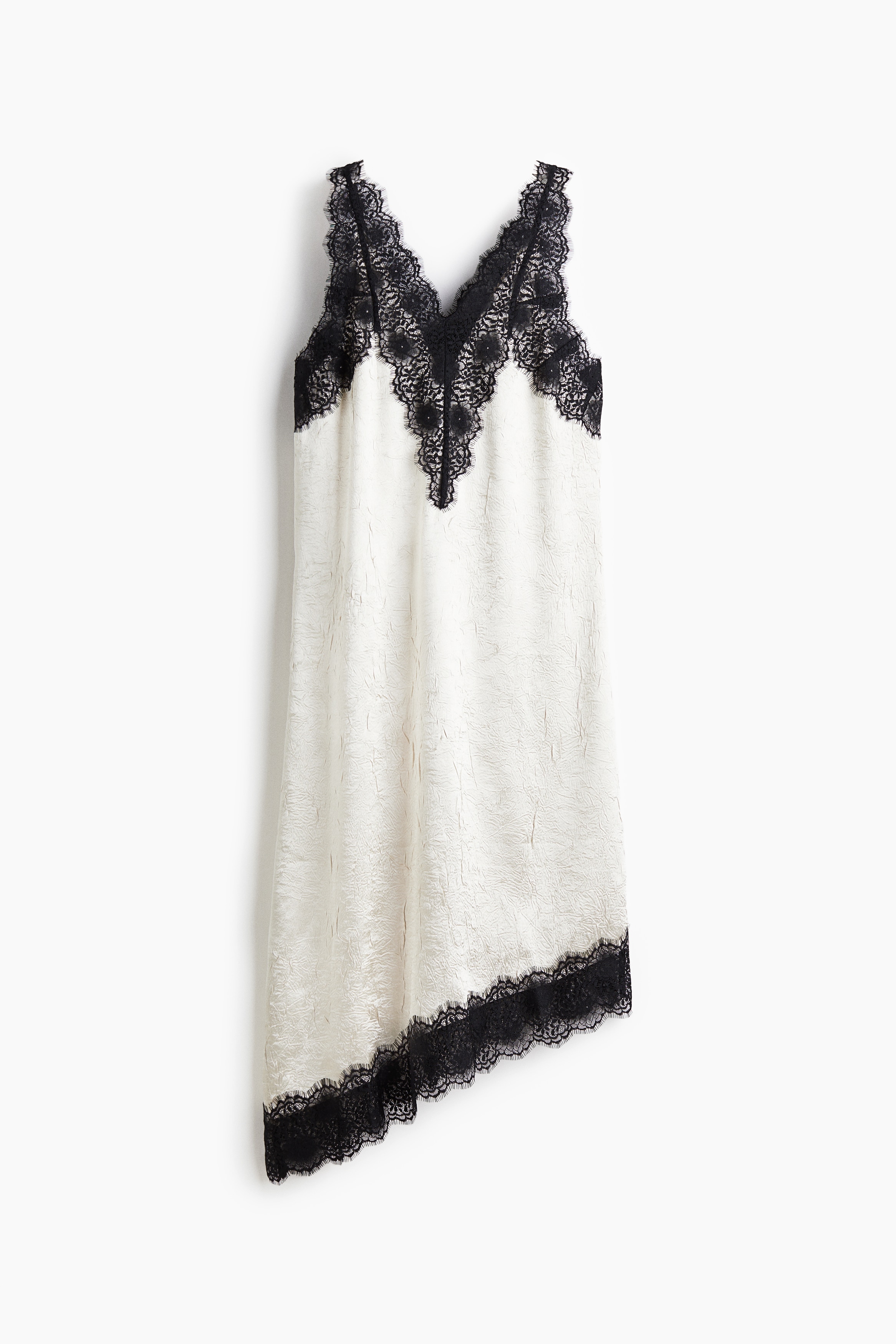 Klänning med spetsdetaljer och lös passform - Vit/Svart