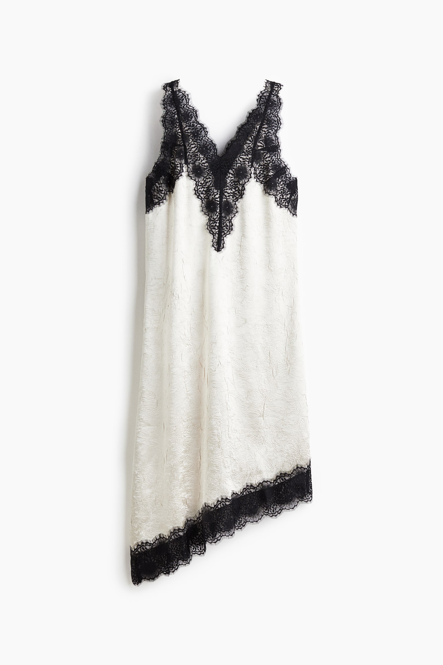 Φόρεμα με χαλαρή εφαρμογή και δαντέλα - Λευκό/μαύρο - 2