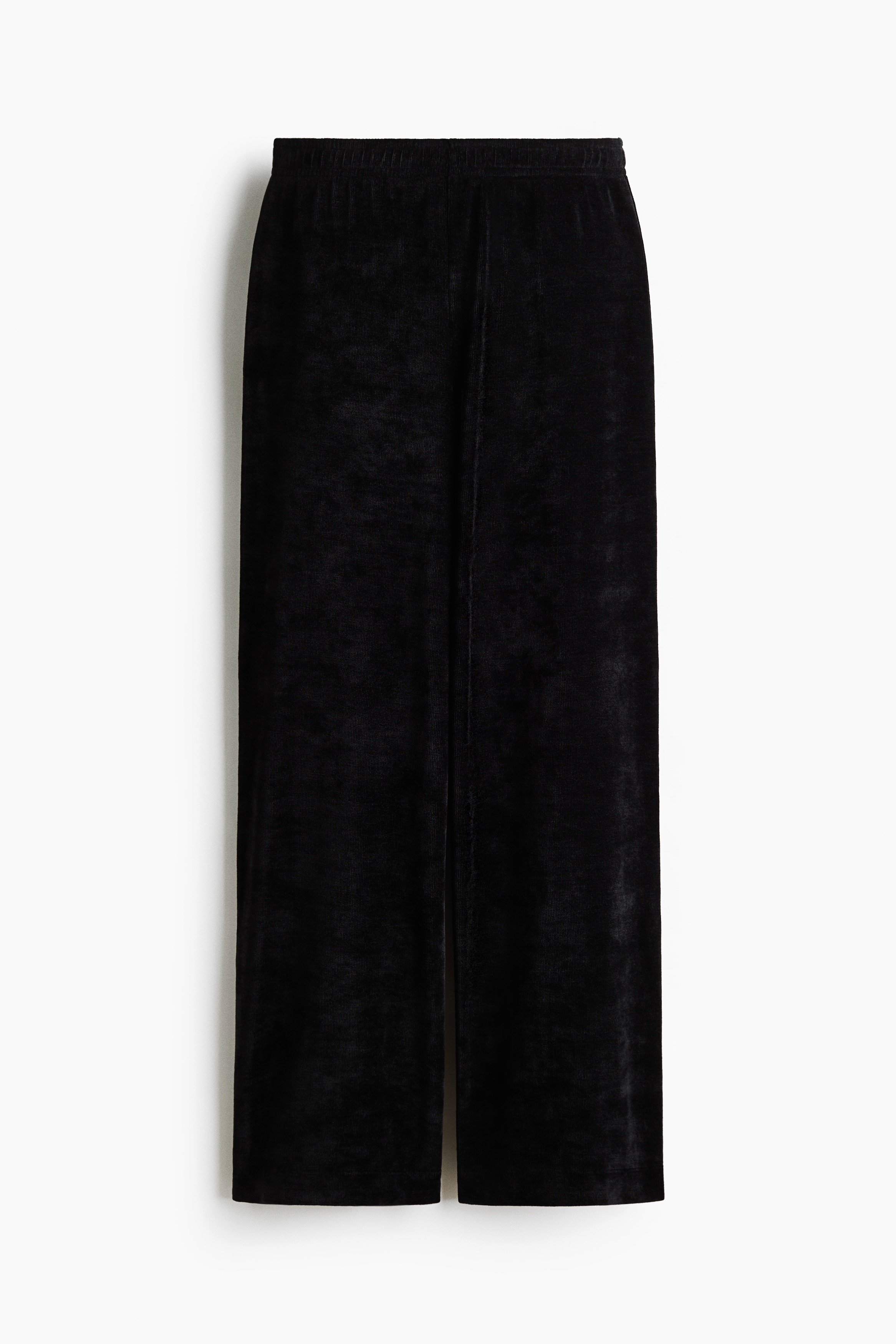 Ribbed velour trousers - Black/Cream