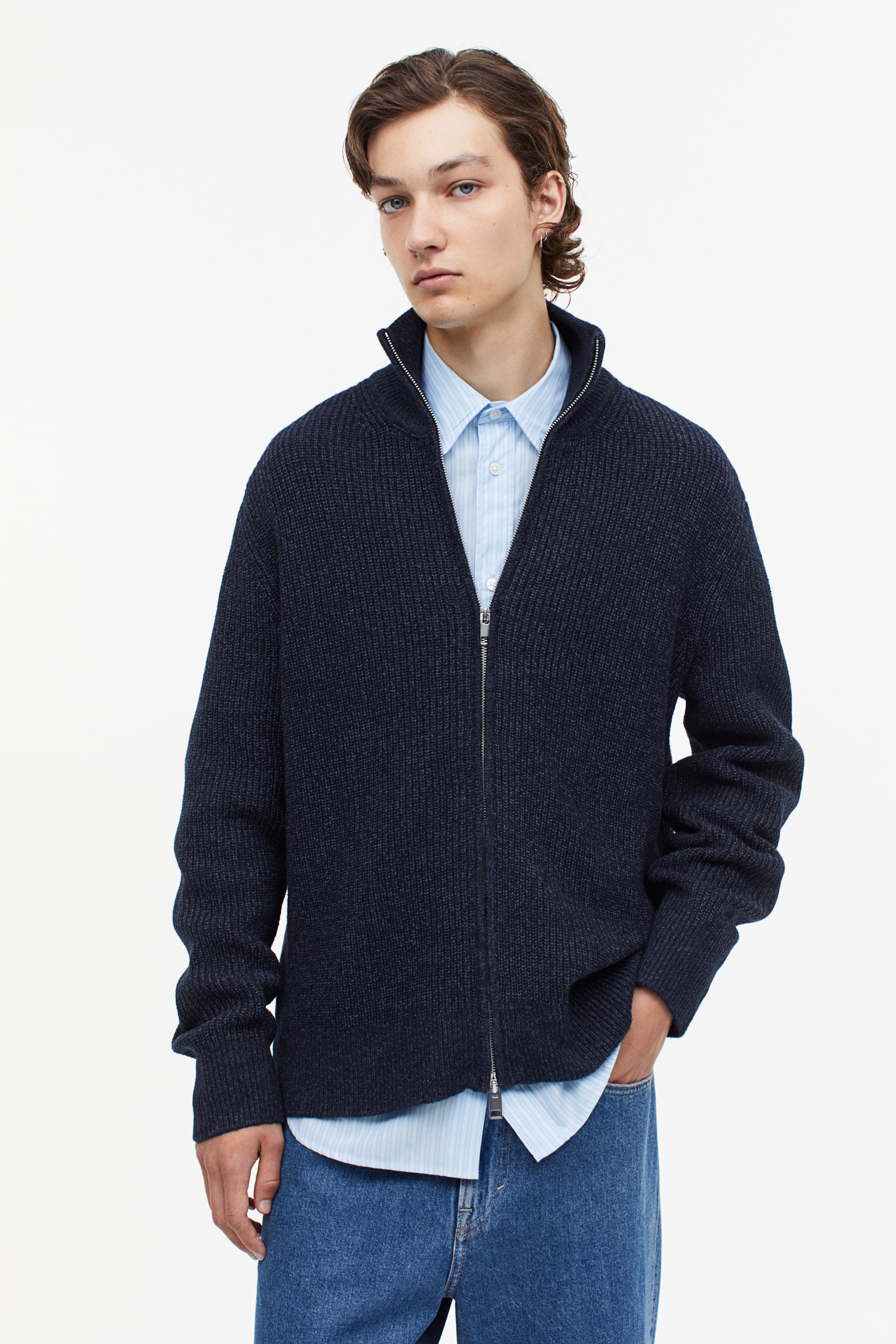 Regular Fit Zip-front Cardigan