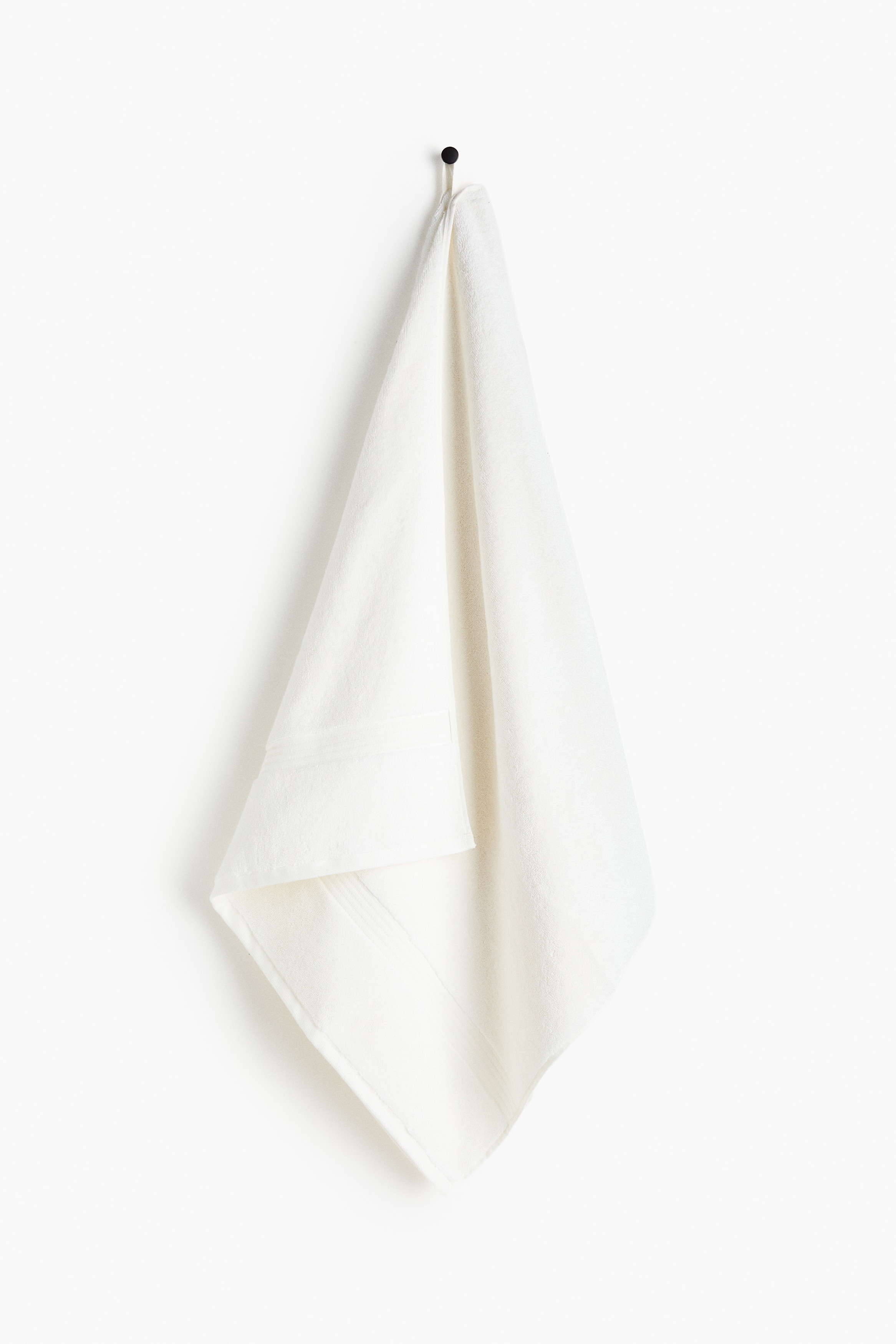 Cotton terry bath towel - White/Light beige