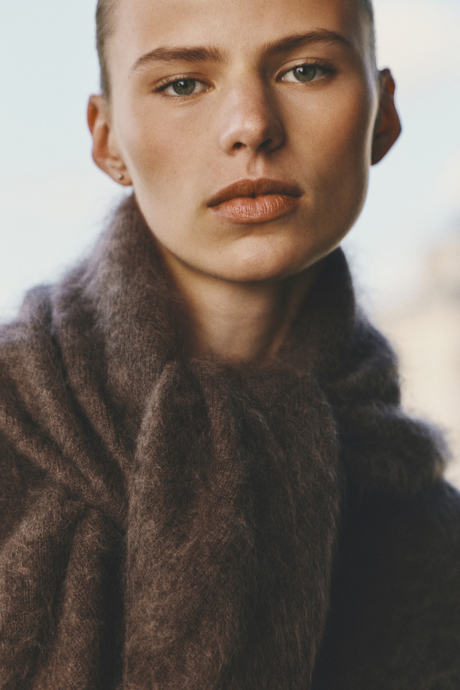 Женский свитер H&M Brushed Wool Sweater with Scarf, цвет: Тёмный коричневый — фото 3