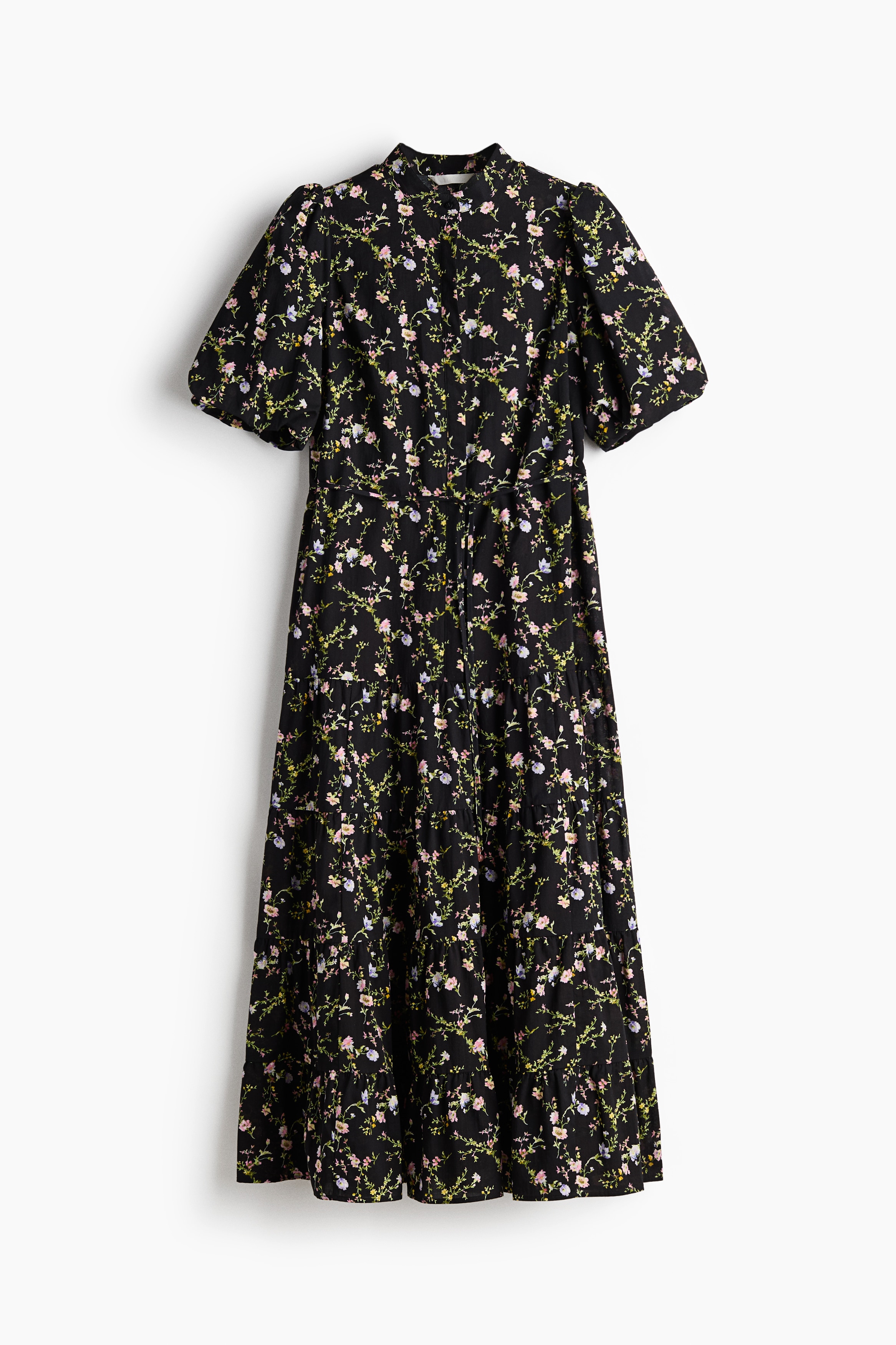 コットンロングワンピース - ブラック／フローラル - レディース | H&M JP