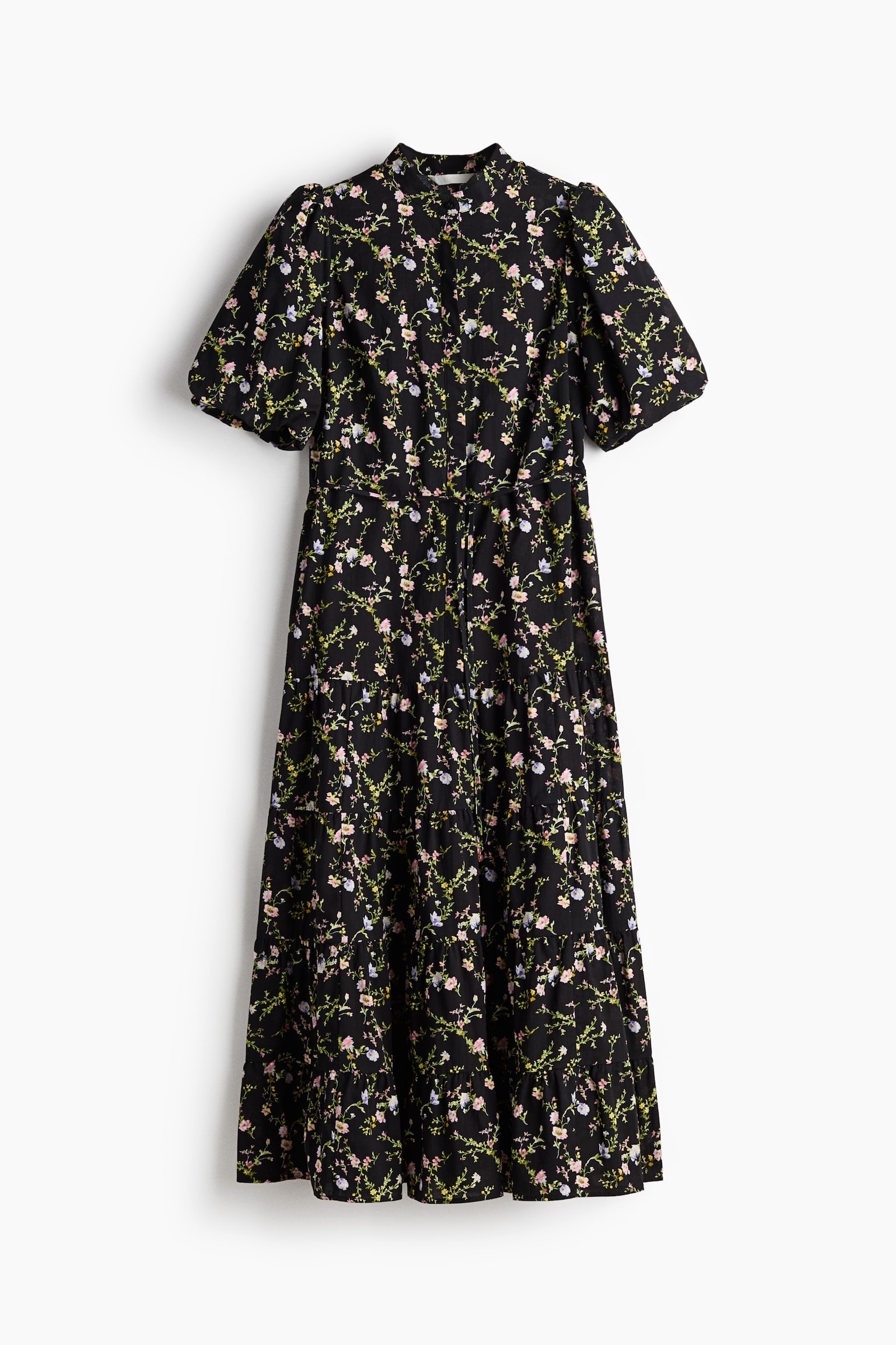 롱 코튼 드레스 - 블랙/플로럴/화이트/플로럴/그린/플로럴/블루/페이즐리 패턴