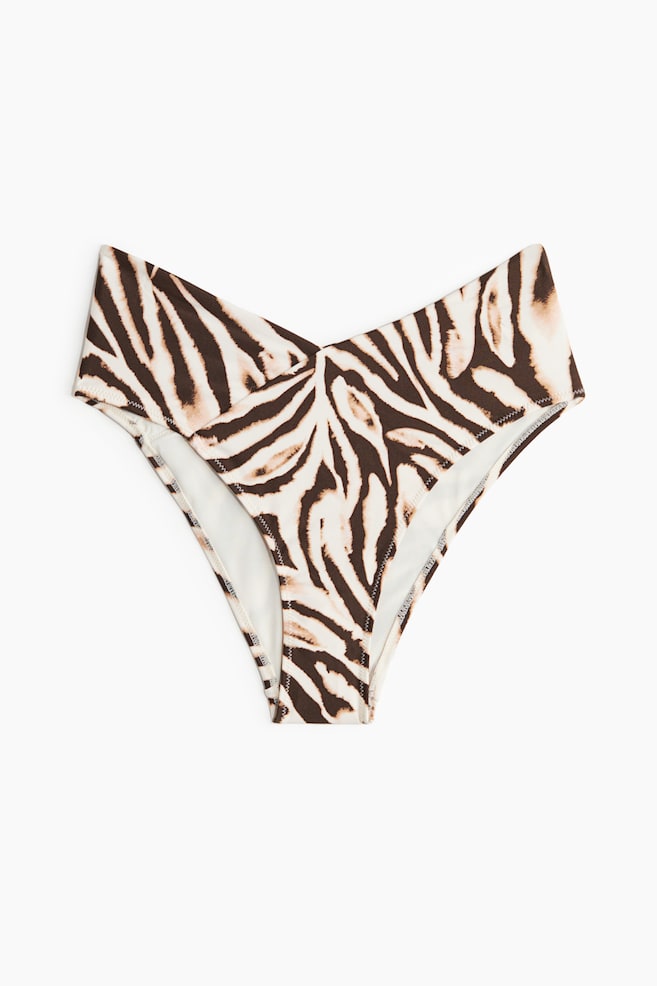 High Rise Cheeky Bikini Bottoms - White/zebra print/Green/Black - 1